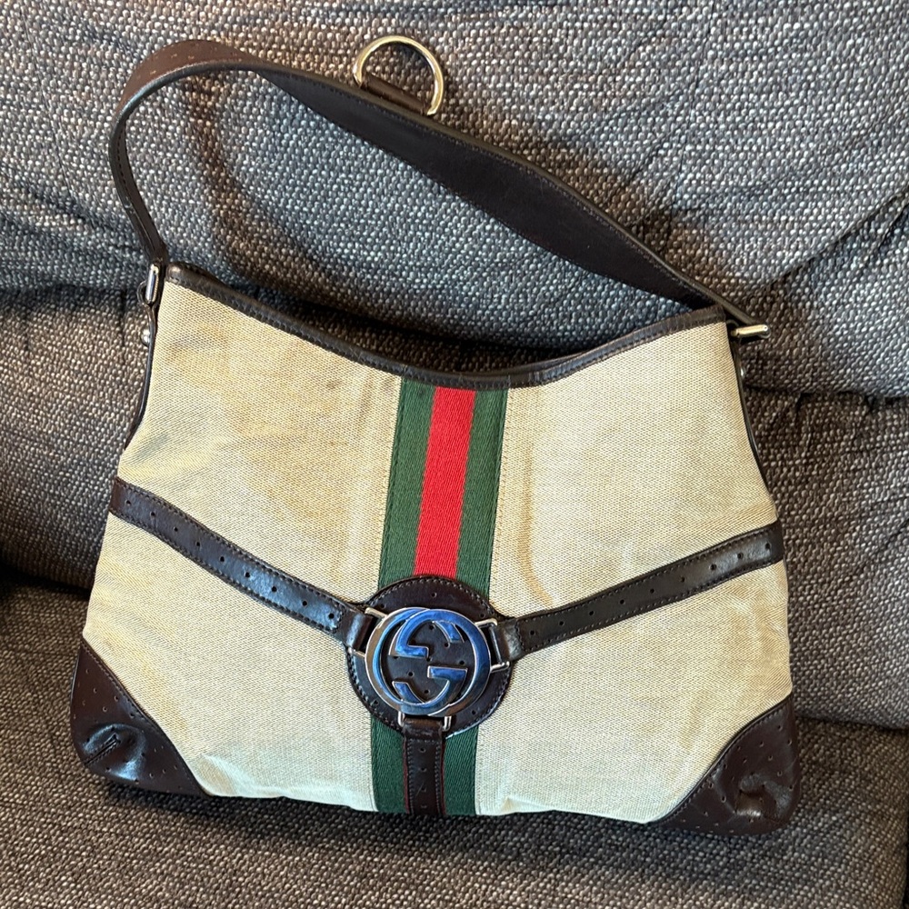 Vintage Gucci GG Supreme  web Reins Hobo Bag